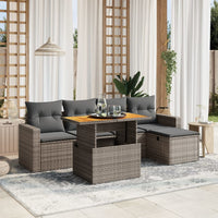vidaXL Set Divano da Giardino 6 pz con Cuscini Grigio in Polyrattan