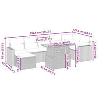 Set Divano da Giardino 8 pz con Cuscini Beige in Polyrattan