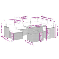 Set Divano da Giardino 8 pz con Cuscini Beige in Polyrattan