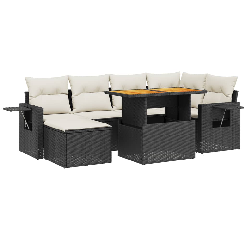 Set Divani da Giardino con Cuscini 7pz Nero Polyrattan 3275702