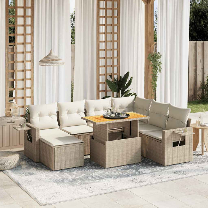 vidaXL Set Divano da Giardino 8 pz con Cuscini Beige in Polyrattan