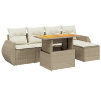 vidaXL Set Divano da Giardino 6 pz con Cuscini Beige in Polyrattan