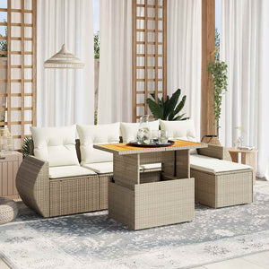vidaXL Set Divano da Giardino 6 pz con Cuscini Beige in Polyrattan