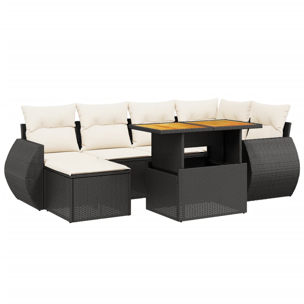 Set Divani da Giardino con Cuscini 7pz Nero Polyrattan 3275814