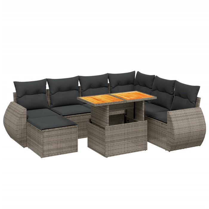Set Divano da Giardino 8 pz con Cuscini Grigio in Polyrattan 3275832
