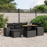 Set Divani da Giardino con Cuscini 7pz Nero Polyrattan