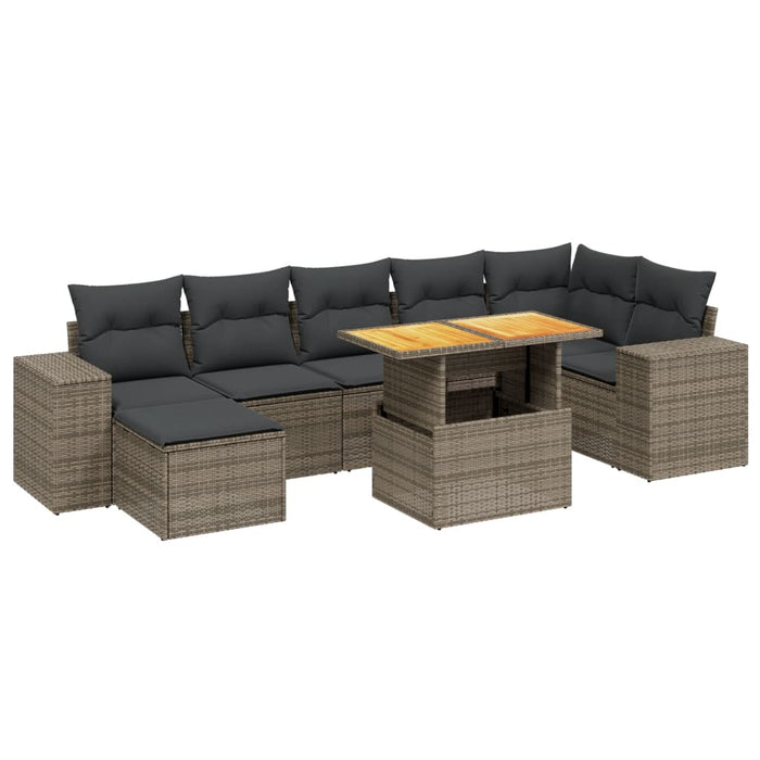 Set Divano da Giardino 8 pz con Cuscini Grigio in Polyrattan 3275937
