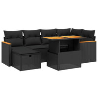 Set Divani da Giardino con Cuscini 7pz Nero Polyrattan 3276037