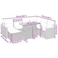 Set Divano da Giardino 8 pz con Cuscini Beige in Polyrattan 3276054