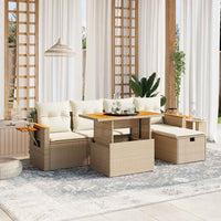 vidaXL Set Divano da Giardino 6 pz con Cuscini Beige in Polyrattan