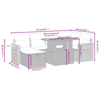 Set Divani da Giardino 7 pz con Cuscini Grigio in Polyrattan