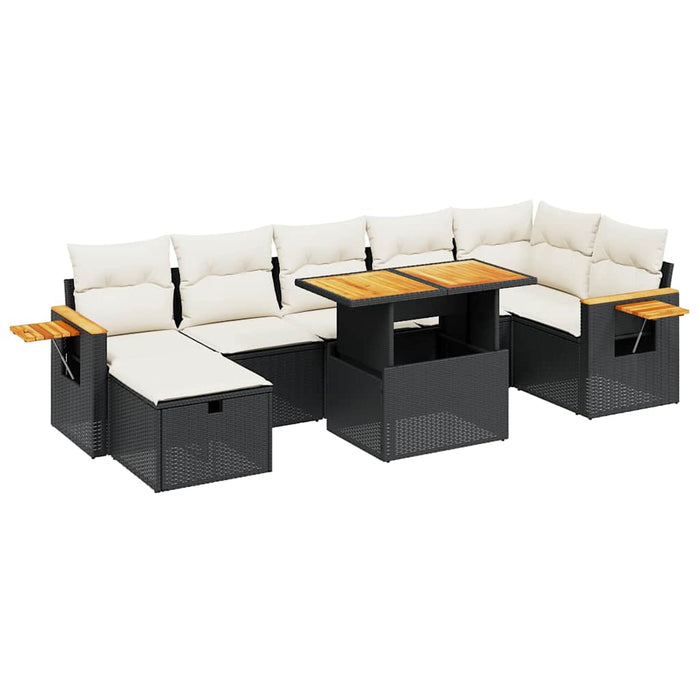 Set Divani da Giardino con Cuscini 8 pz Nero in Polyrattan 3276150