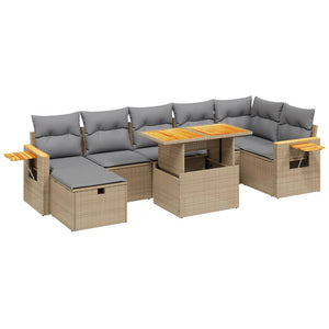vidaXL Set Divano da Giardino 8 pz con Cuscini Beige in Polyrattan