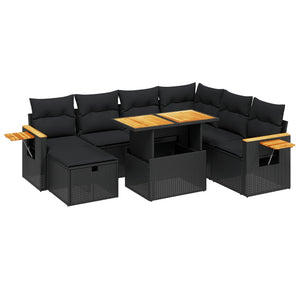 Set Divani da Giardino con Cuscini 8 pz Nero in Polyrattancod mxl 88947