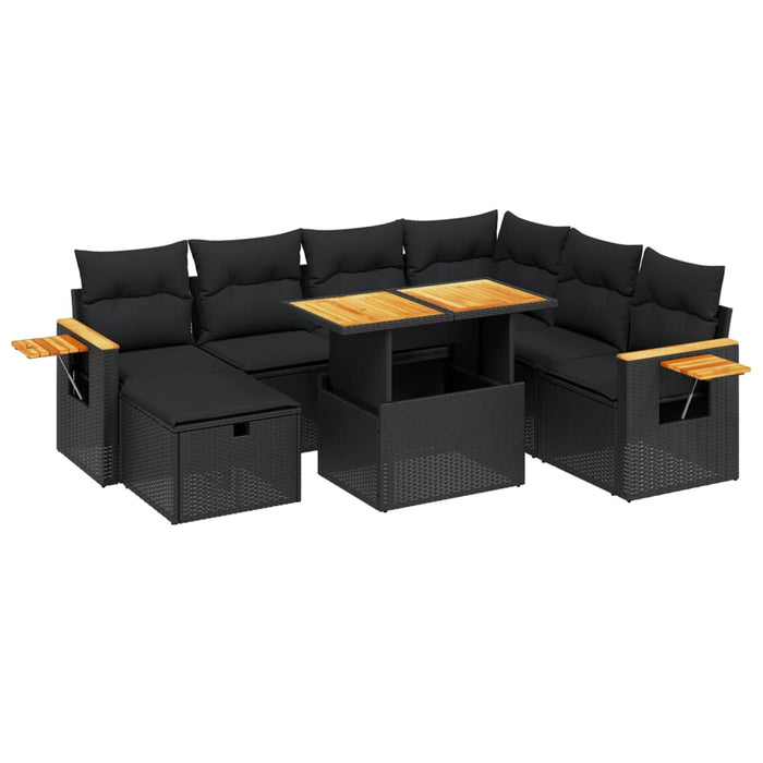 Set Divani da Giardino con Cuscini 8 pz Nero in Polyrattancod mxl 88947