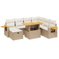 vidaXL Set Divano da Giardino 8 pz con Cuscini Beige in Polyrattan