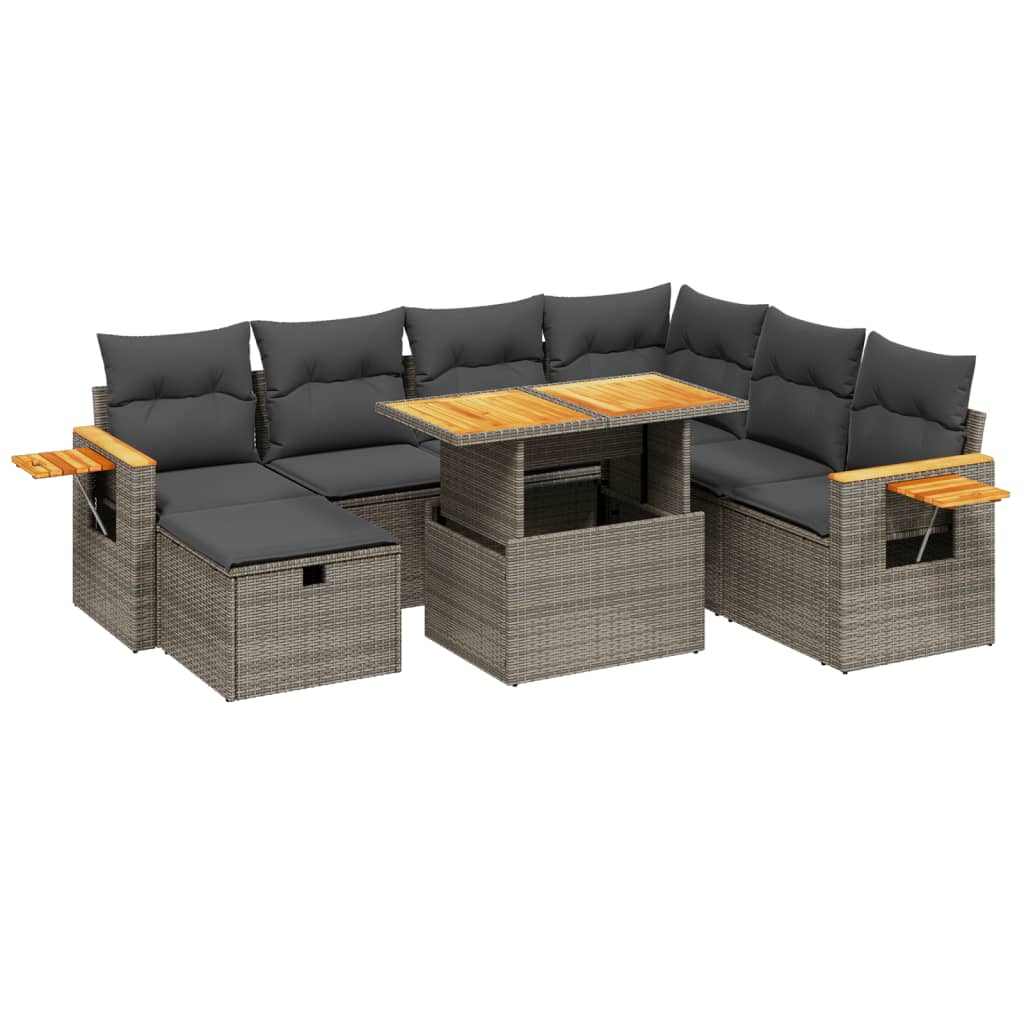Set Divano da Giardino 8 pz con Cuscini Grigio in Polyrattan 3276161