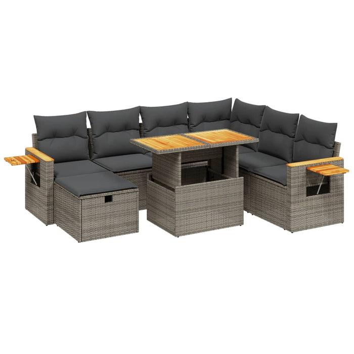 Set Divano da Giardino 8 pz con Cuscini Grigio in Polyrattan 3276161