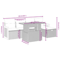 vidaXL Set Divano da Giardino 6 pz con Cuscini Nero in Polyrattan