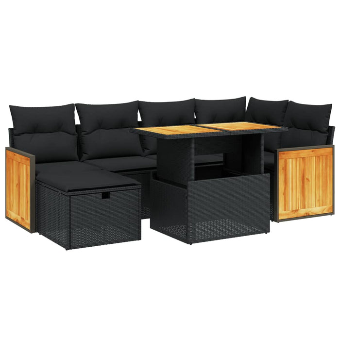 Set Divani da Giardino con Cuscini 7pz Nero Polyrattan 3276247
