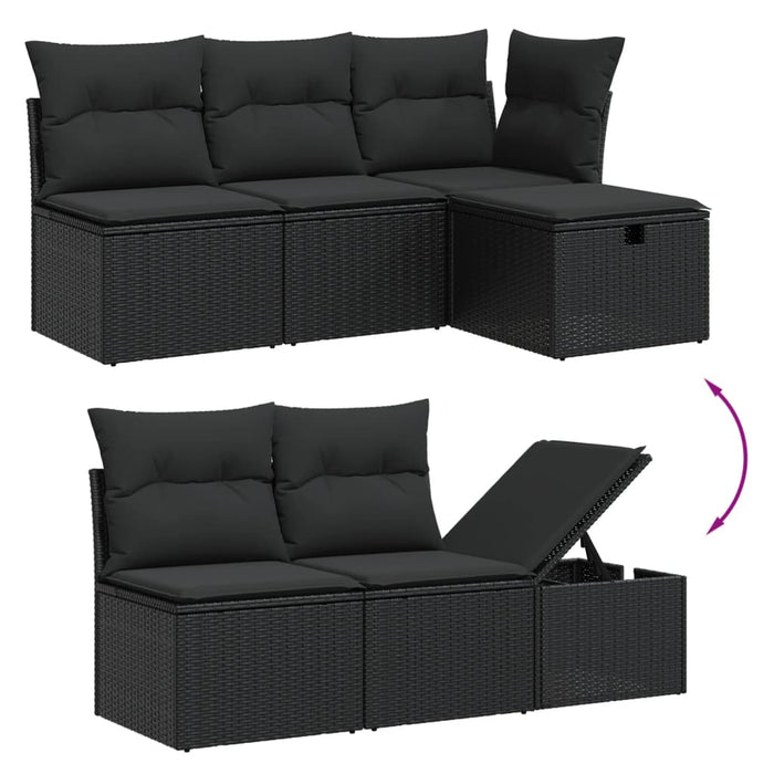 Set Divani da Giardino con Cuscini 7pz Nero Polyrattan 3276247
