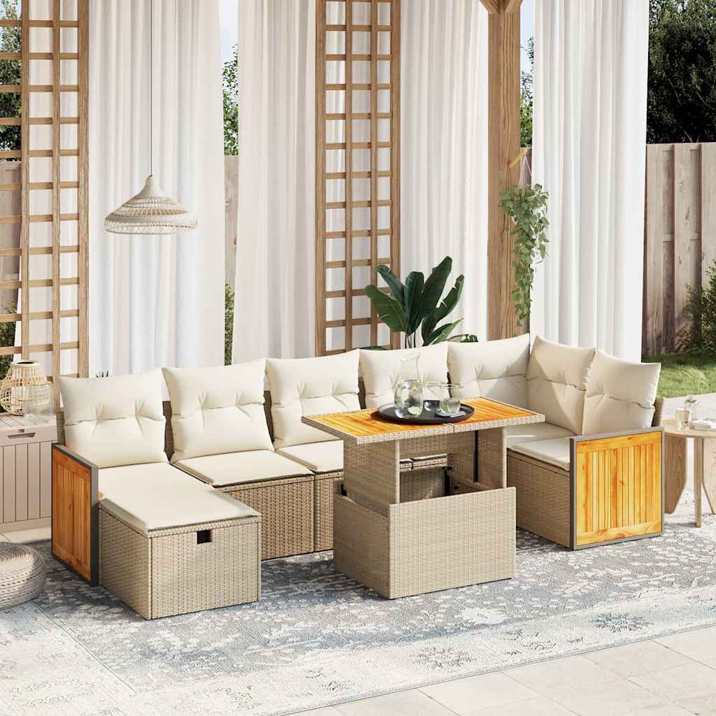 vidaXL Set Divano da Giardino 8 pz con Cuscini Beige in Polyrattan