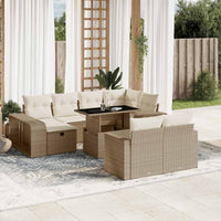 vidaXL Set Divani da Giardino 11 pz con Cuscini Beige in Polyrattan
