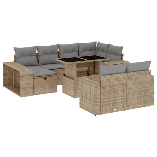 vidaXL Set Divani da Giardino 11 pz con Cuscini Beige in Polyrattan