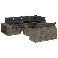 Set Divani da Giardino 11 pz con Cuscini in Polyrattan Grigio 3276506