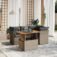 Set Divano da Giardino 5 pz con Cuscini-Sofa da Giardino-Divanetto da esterno Grigio in Polyrattan 985952