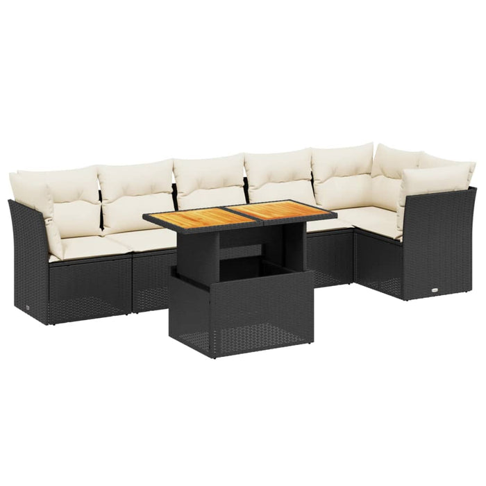 Set Divani da Giardino con Cuscini 7pz Nero Polyrattan 3270839