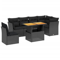 Set Divani da Giardino con Cuscini 7pz Nero Polyrattancod mxl 112705