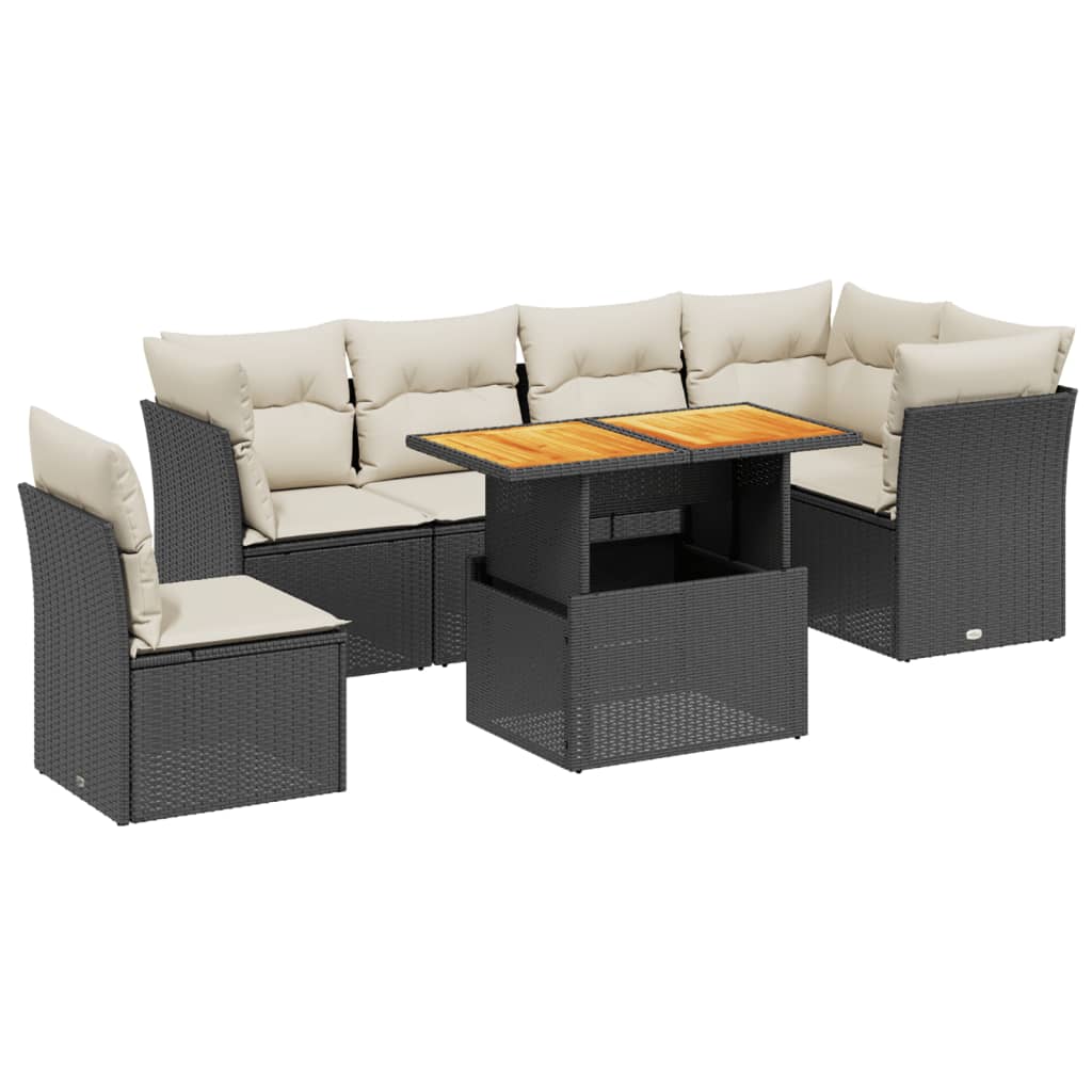 Set Divani da Giardino con Cuscini 7pz Nero Polyrattan 3270853