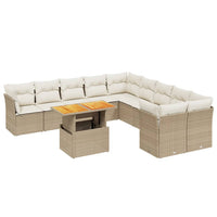 Set Divani da Giardino 11 pz con Cuscini Beige in Polyrattan