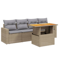Set Divano da Giardino 5 pz con Cuscini-Sofa da Giardino-Divanetto da esterno Beige in Polyrattan 192257