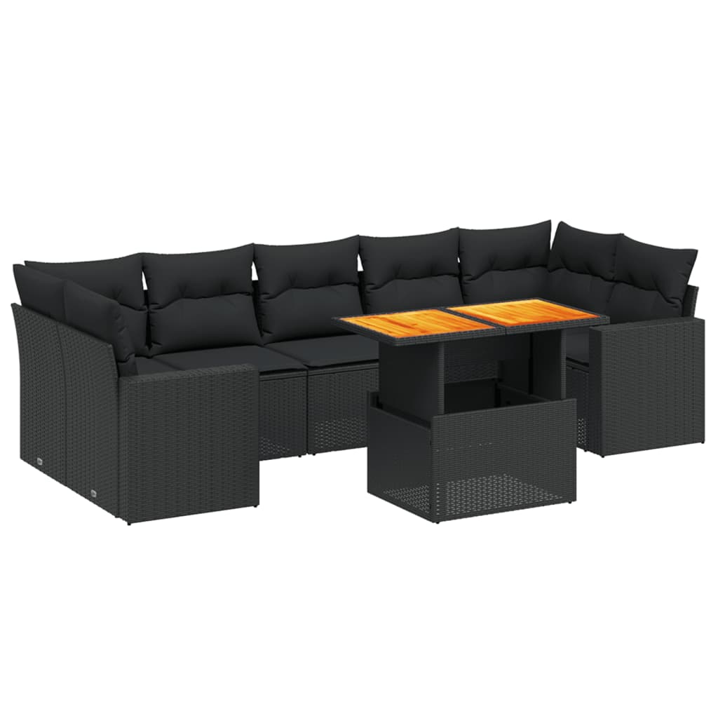 Set Divani da Giardino con Cuscini 8 pz Nero in Polyrattancod mxl 90395