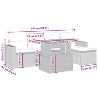 Set Divano da Giardino 6 pz con Cuscini Beige in Polyrattan