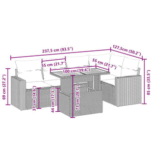 vidaXL Set Divano da Giardino 6 pz con Cuscini Beige in Polyrattan