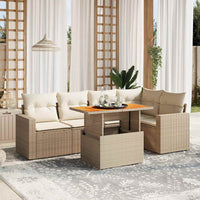 vidaXL Set Divano da Giardino 6 pz con Cuscini Beige in Polyrattan