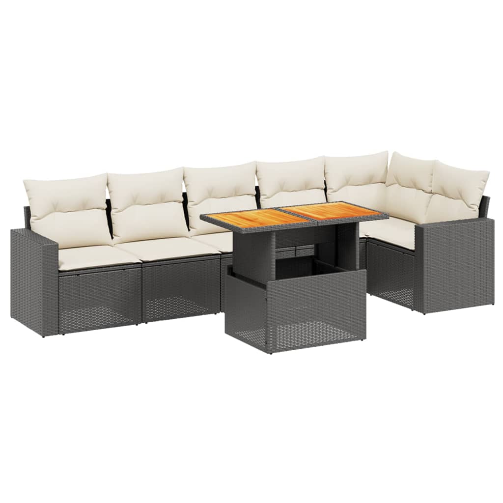 Set Divani da Giardino con Cuscini 7pz Nero Polyrattan 3271322
