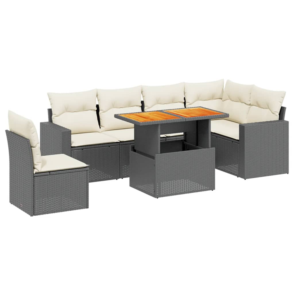 Set Divani da Giardino con Cuscini 7pz Nero Polyrattan 3271336