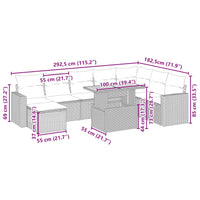 Set Divano da Giardino 9 pz con Cuscini Beige in Polyrattan