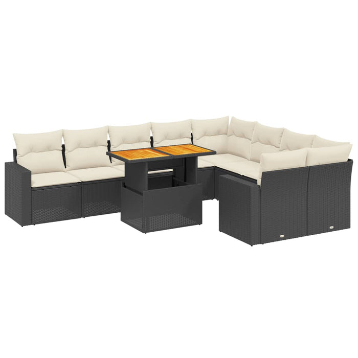 Set Divani da Giardino 10pz con Cuscini in Polyrattan Nerocod mxl 88718