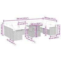 Set Divani da Giardino 11 pz con Cuscini Beige in Polyrattan