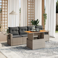 Set Divano da Giardino 5 pz con Cuscini-Sofa da Giardino-Divanetto da esterno Grigio in Polyrattan 733015