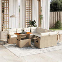 Set Divano da Giardino 9 pz con Cuscini Beige in Polyrattan 3271681