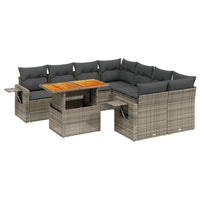 Set Divano da Giardino 9 pz con Cuscini Grigio in Polyrattan 3271683