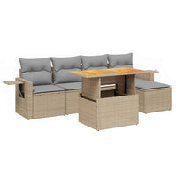 Set Divano da Giardino 6 pz con Cuscini Beige in Polyrattan 3271731