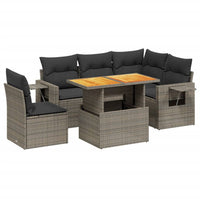 Set Divano da Giardino 6 pz con Cuscini Grigio in Polyrattan 3271760