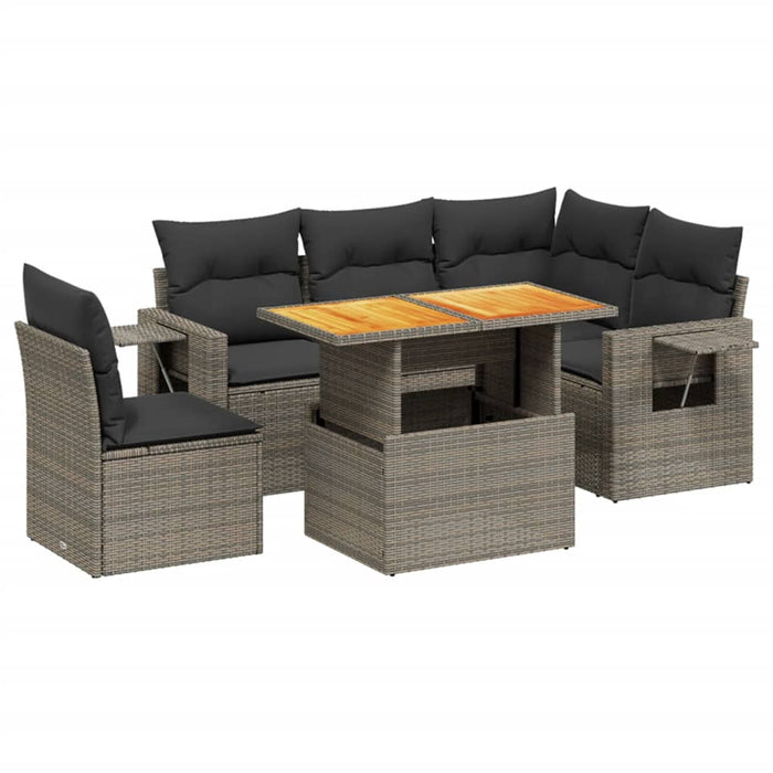 Set Divano da Giardino 6 pz con Cuscini Grigio in Polyrattan 3271760